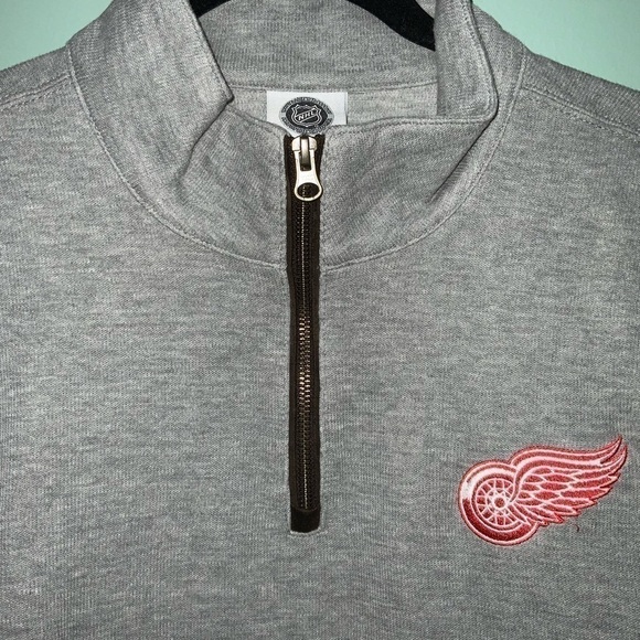 NHL Detroit Red Wings NHL Quarter Zip. Gray Sweater Mens 2XL - Picture 5 of 6